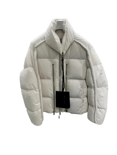 Moncler White Down Jacket: Classic Warm Puffer Coat for Urban Style