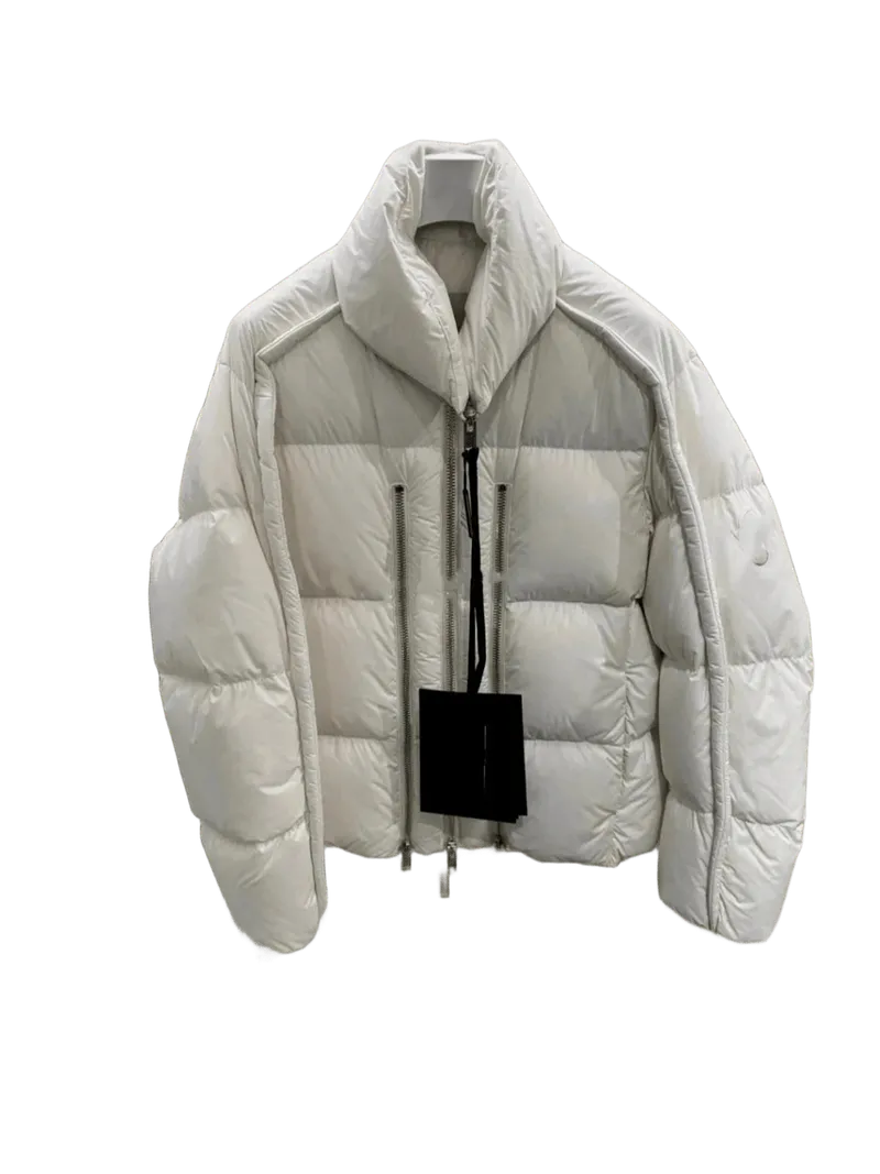 Moncler White Down Jacket: Classic Warm Puffer Coat for Urban Style