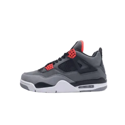 Nike Air Jordan 4 Retro Gray Black Red Leather Mesh Sneakers