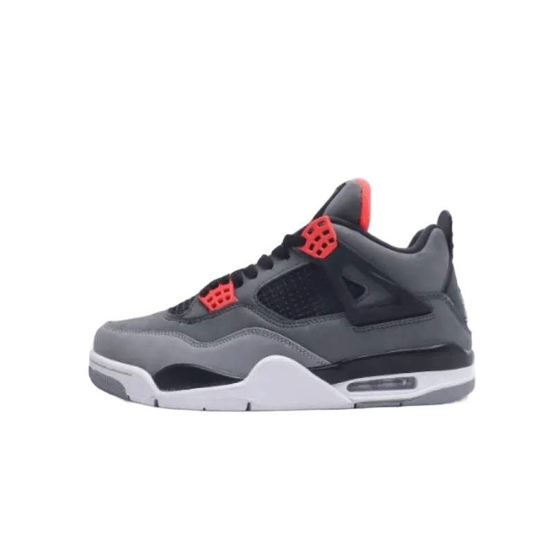 Nike Air Jordan 4 Retro Gray Black Red Leather Mesh Sneakers
