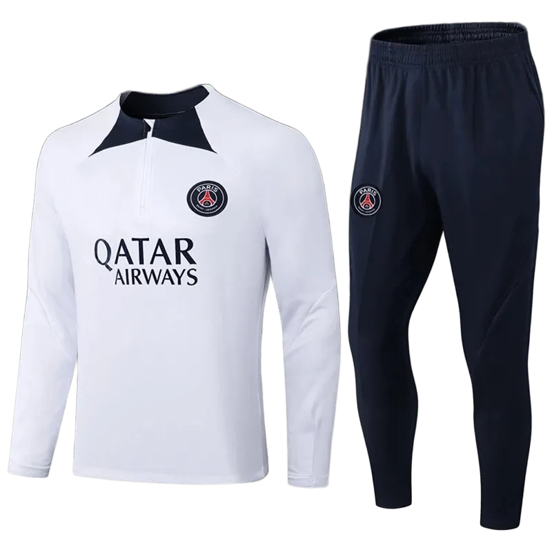 Nike PSG Quick-Dry Half-Zip Set, White & Blue
