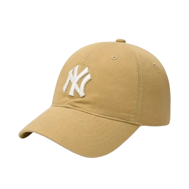 MLB Khaki Cotton Baseball Cap: NY Embroidered Unisex Hat