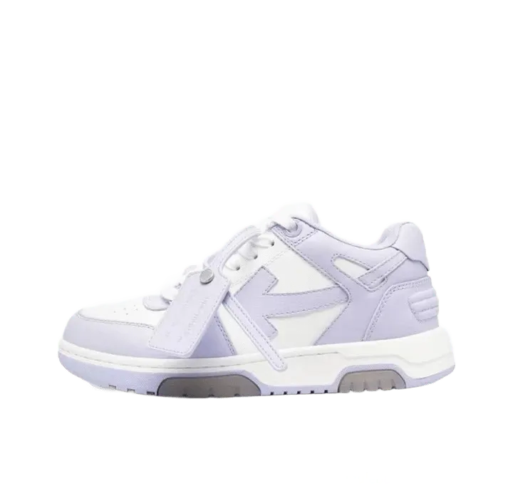 Off White Purple Arrow Leather Sneakers, Unisex Street Style Shoes