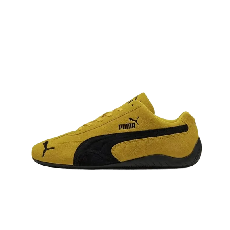Puma Classic Black & Yellow Suede Sneakers, Cushioned Unisex