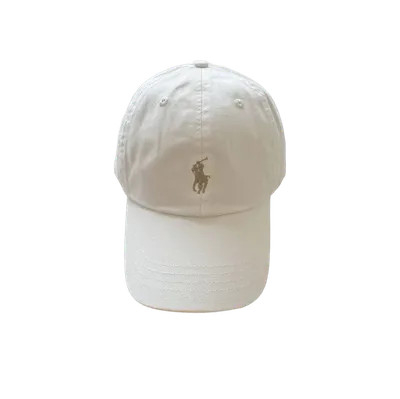 Ralph Lauren White Cotton Baseball Cap with Polo Logo