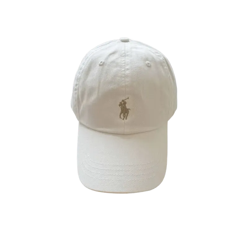 Ralph Lauren White Cotton Baseball Cap with Polo Logo