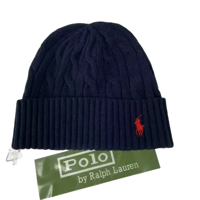 Ralph Lauren Wool Blend Knit Beanie Hat, Navy, Unisex