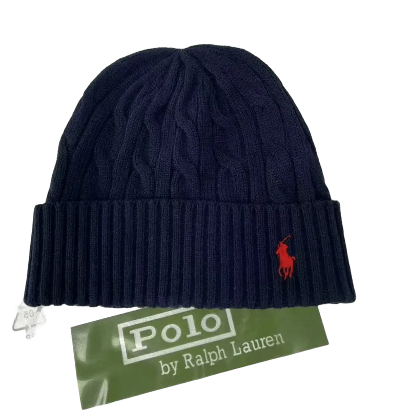 Ralph Lauren Wool Blend Knit Beanie Hat, Navy, Unisex