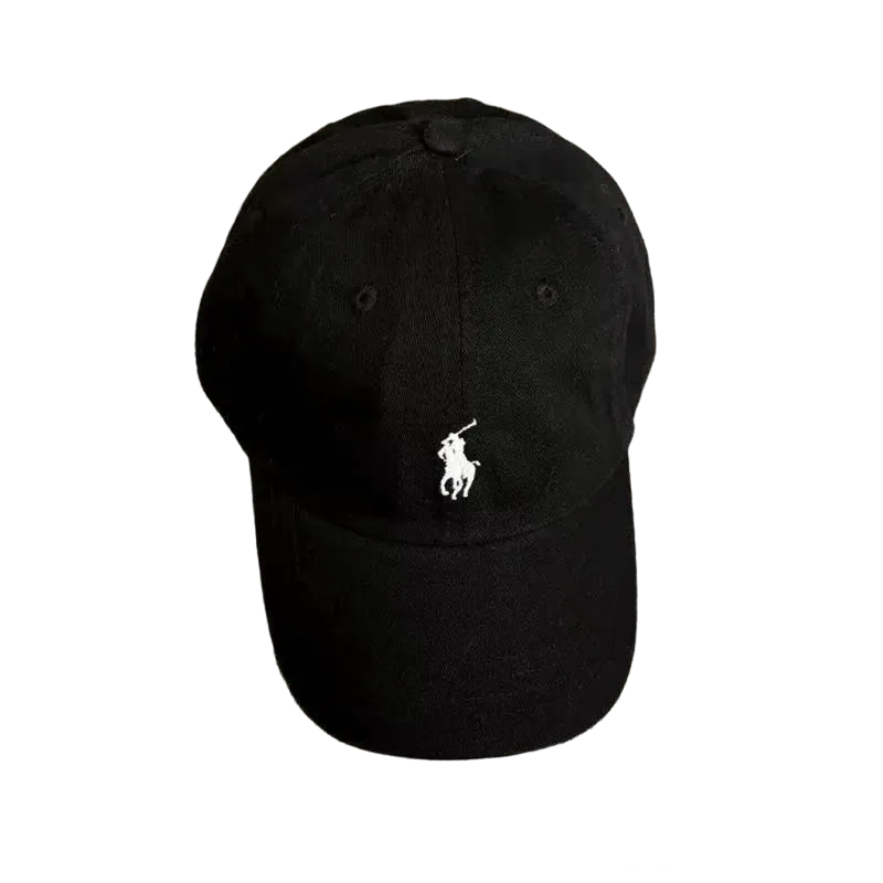 Ralph Lauren Black Cotton Baseball Cap | Unisex Summer Hat
