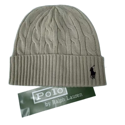 Ralph Lauren Cable Knit Wool Blend Beanie with Pony Logo