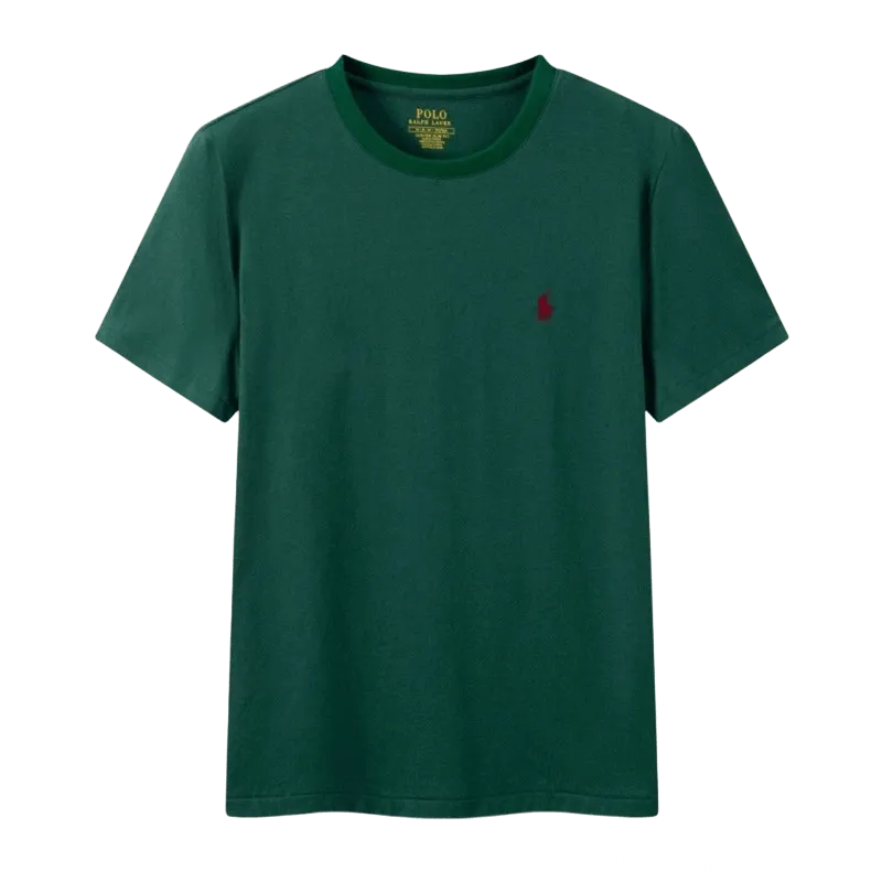 Ralph Lauren Men's Green Cotton Polo Shirt with Pony Logo
