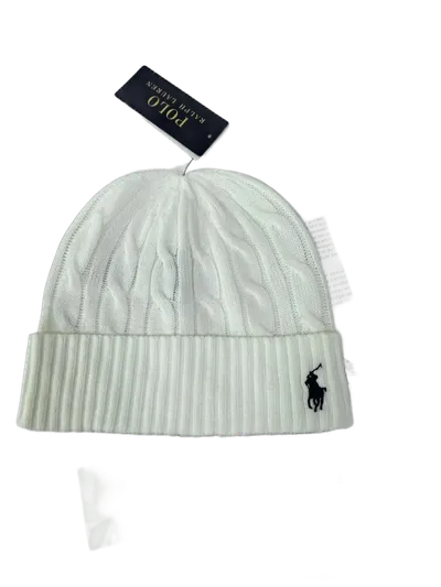 Ralph Lauren Polo White Cable Knit Beanie - Unisex Winter Hat