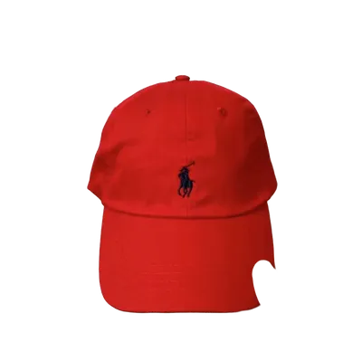 Ralph Lauren Red Cotton Baseball Cap with Pony Logo