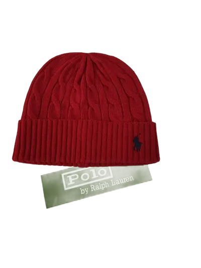 Ralph Lauren Wool Blend Cable Knit Beanie, Red, Unisex