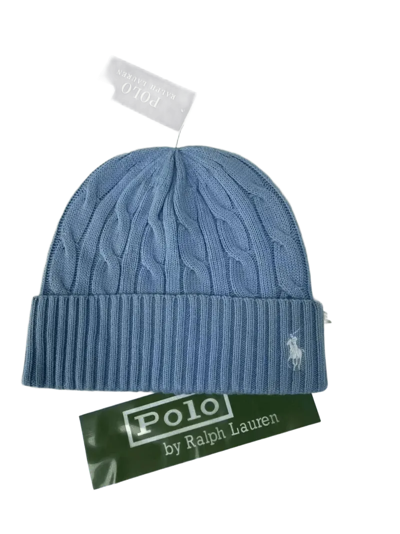 Ralph Lauren Wool Cable Knit Beanie, Light Blue, Unisex