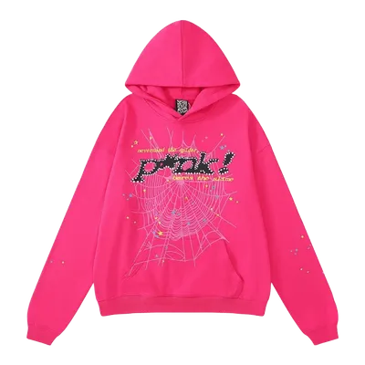 SP5DER Rose Pink Hoodie: Cotton Unisex Streetwear