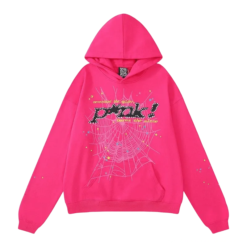 SP5DER Rose Pink Hoodie: Cotton Unisex Streetwear