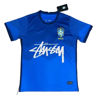 Stussy Blue Football Jersey: Unisex Streetwear, Breathable Fabric