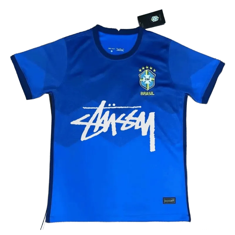 Stussy Blue Football Jersey: Unisex Streetwear, Breathable Fabric