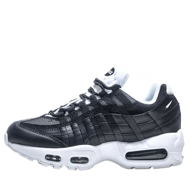 Nike Classic Black White Leather Mesh Cushioned Sneakers