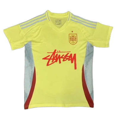 Stussy Yellow Football Jersey: V-Neck Unisex Streetwear
