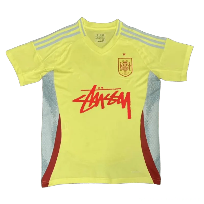 Stussy Yellow Football Jersey: V-Neck Unisex Streetwear
