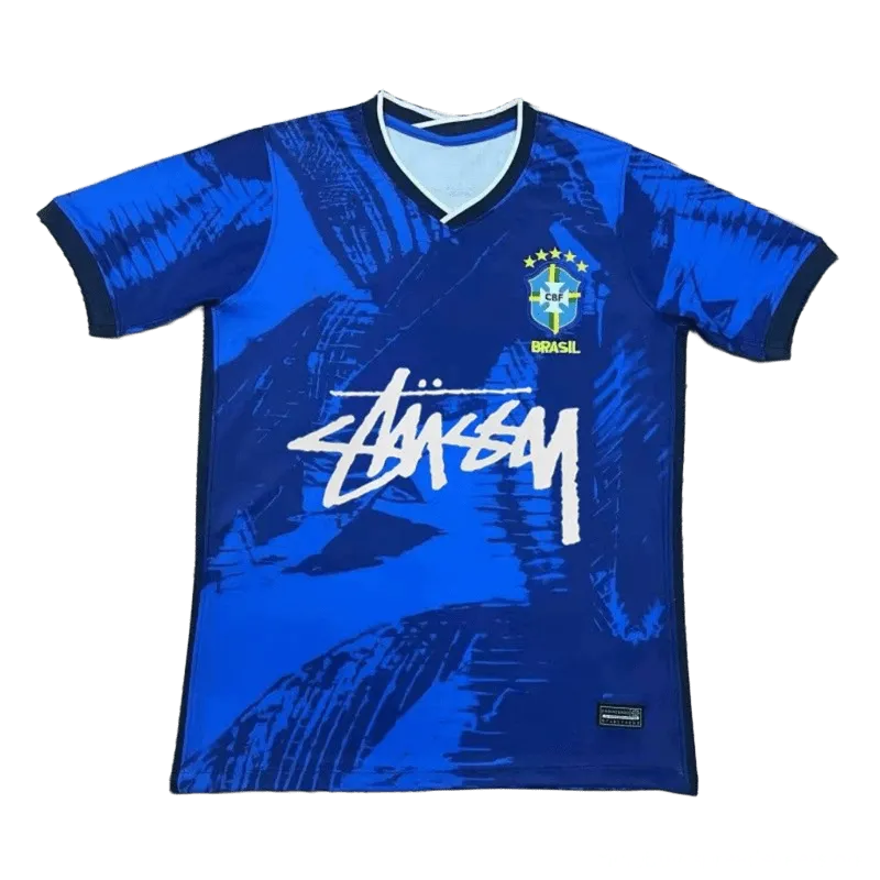 Stussy Blue V-Neck Soccer Jersey - Unisex Streetwear Style