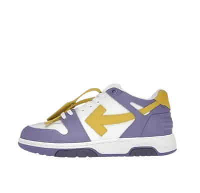 Off White Purple Leather Arrow Sneakers Unisex Street Style