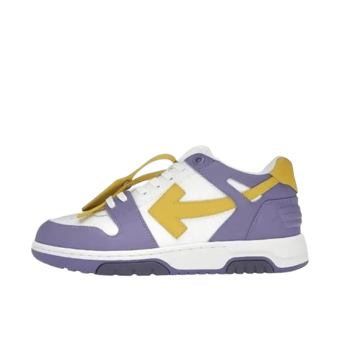 Off White Purple Leather Arrow Sneakers Unisex Street Style