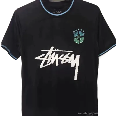 Stussy Black Football Jersey Tee: 90s Unisex Streetwear