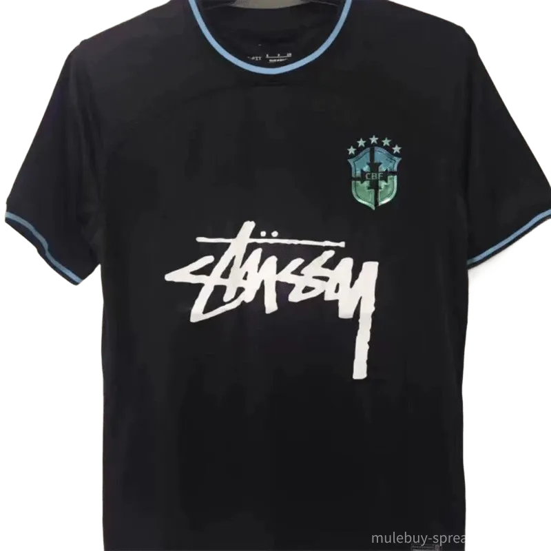 Stussy Black Football Jersey Tee: 90s Unisex Streetwear