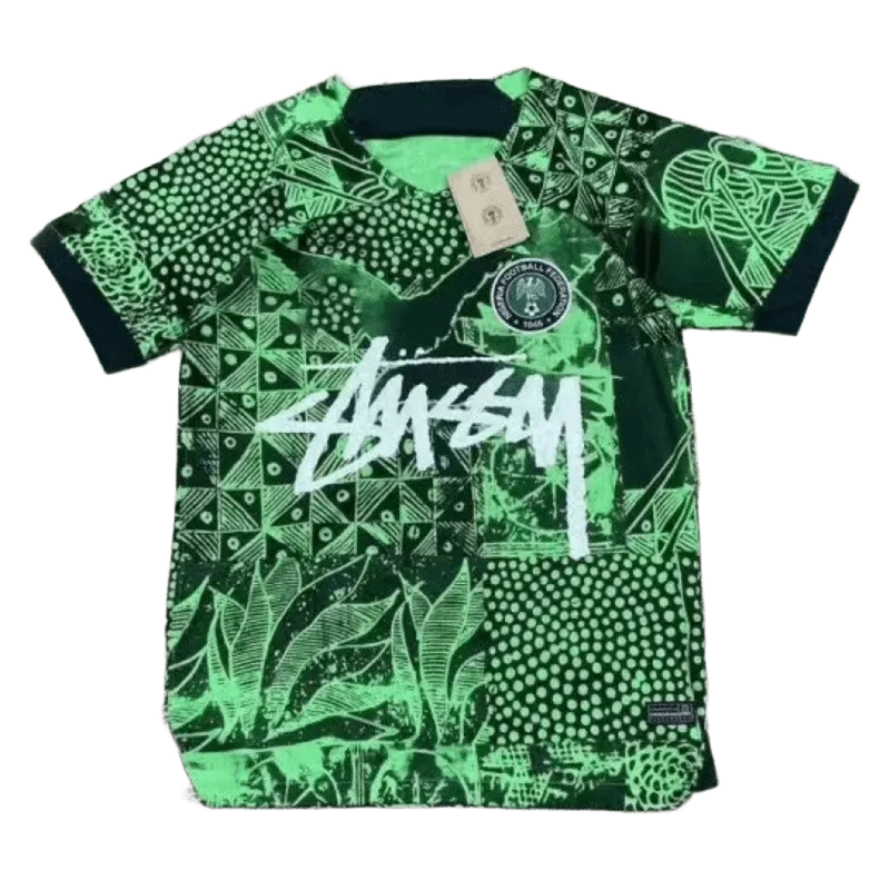 Stussy Tribal Football Jersey: Green Breathable Streetwear