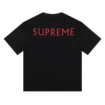 Supreme Black Cotton Tee: Red Logo Unisex Streetwear