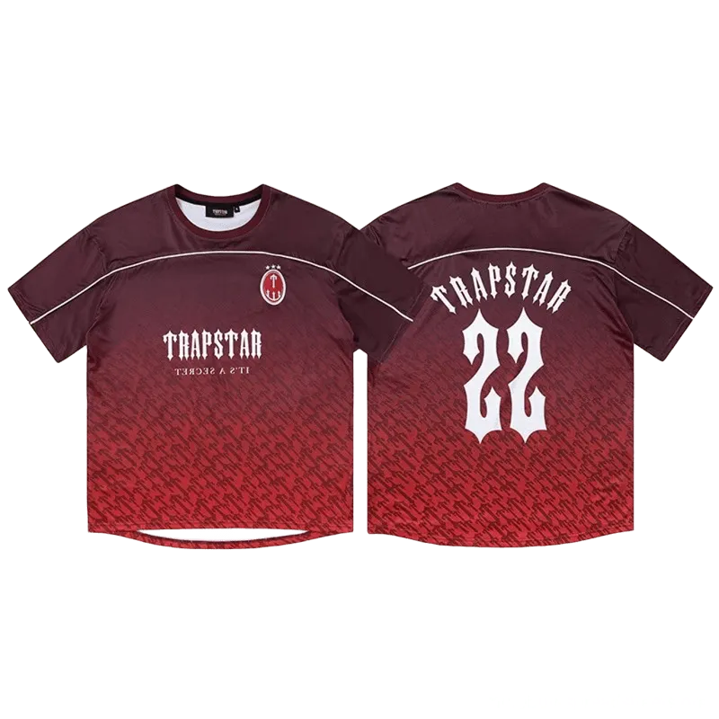 Trapstar Red Gradient Football Jersey: Quick-Dry, Unisex Streetwear