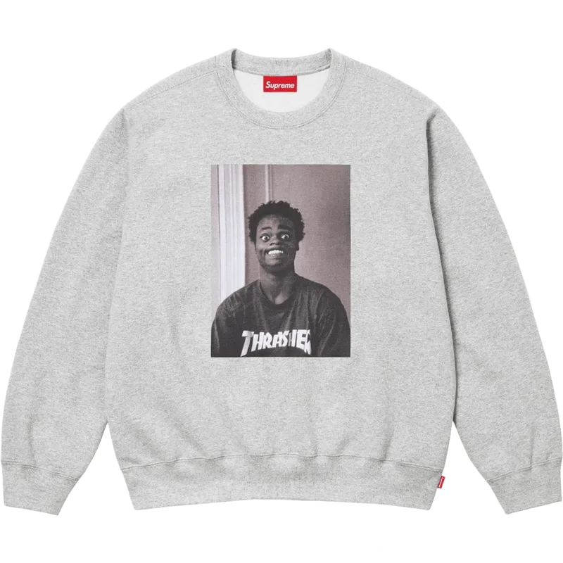 Supreme Gray Hoodie: 90s Streetwear, Cozy Cotton, Photo Print