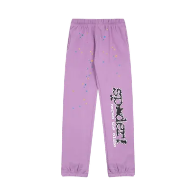 SP5DER Purple Star Rhinestone Pants: Unisex Streetwear