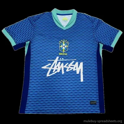 Stussy Brazil Blue Soccer Jersey: Breathable Streetwear