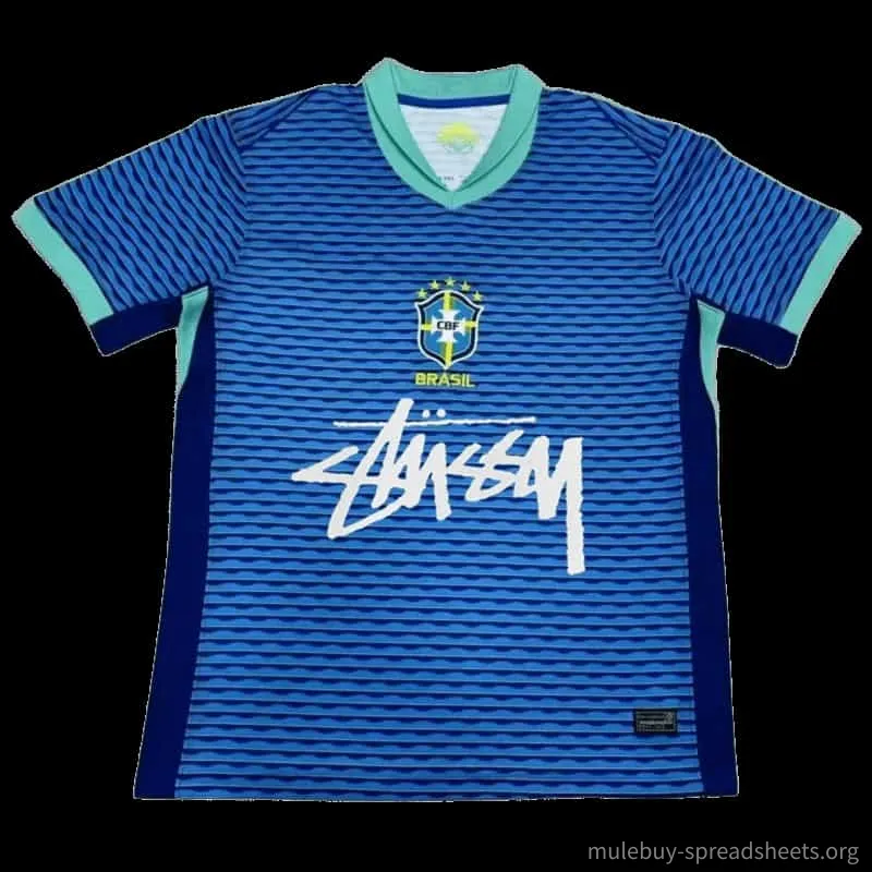 Stussy Brazil Blue Soccer Jersey: Breathable Streetwear