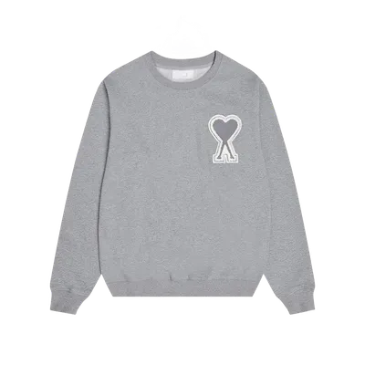 Amiclams Grey Embroidered Hoodie: Unisex Cotton Sweatshirt