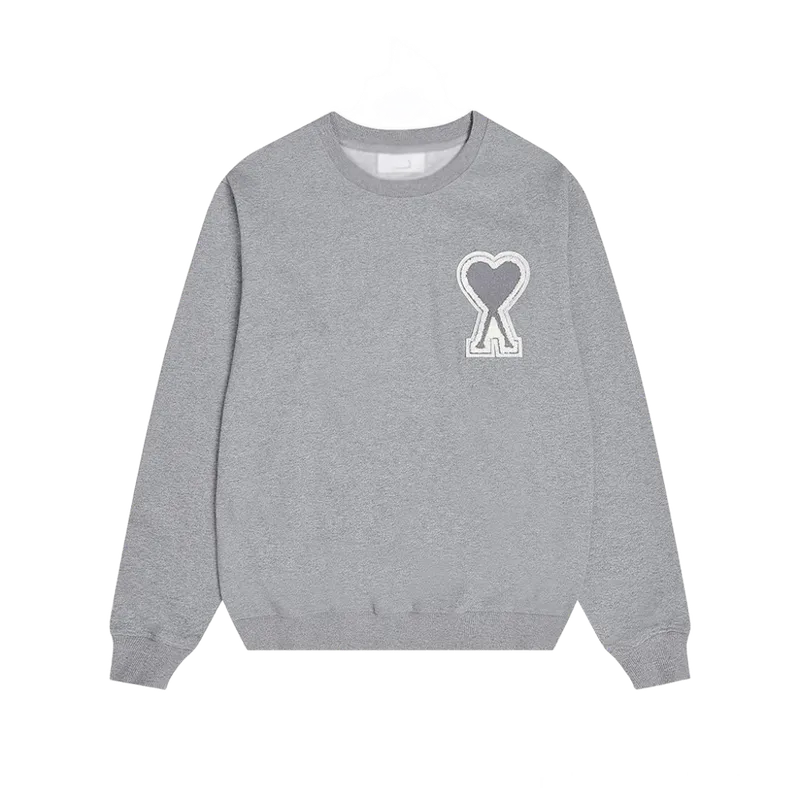 Amiclams Grey Embroidered Hoodie: Unisex Cotton Sweatshirt