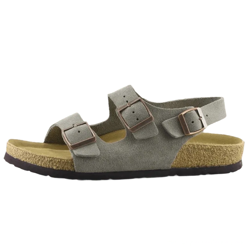 Birkenstock Grey Suede Sandals: Unisex Vintage Comfort