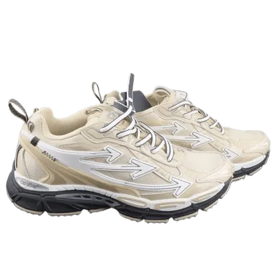 Off-White Beige Arrow Sneakers, Mesh Leather Unisex
