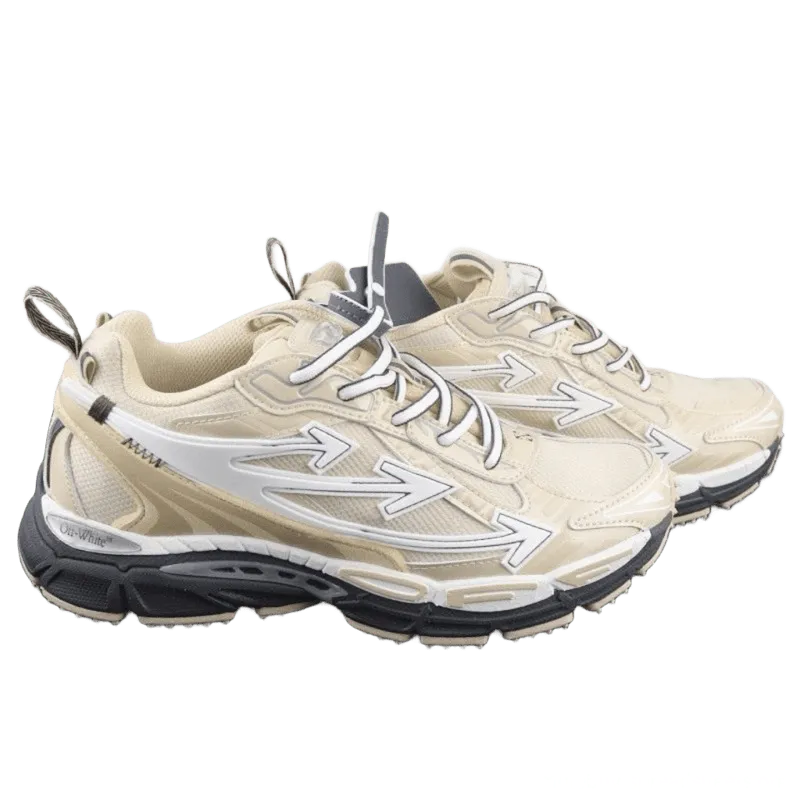 Off-White Beige Arrow Sneakers, Mesh Leather Unisex