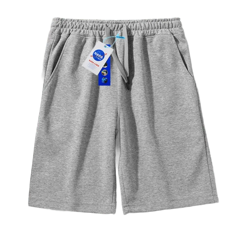 NASALIKE Grey Cotton Shorts with Drawstring Waist