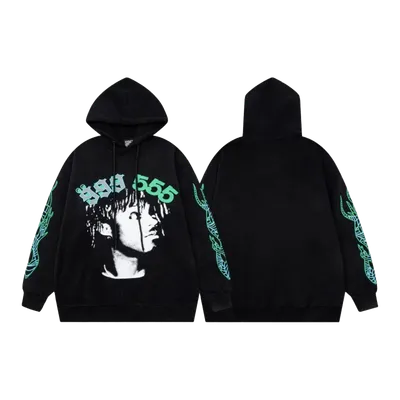SP5DER Unisex Black Hoodie - Graphic Streetwear, Warm & Comfortable