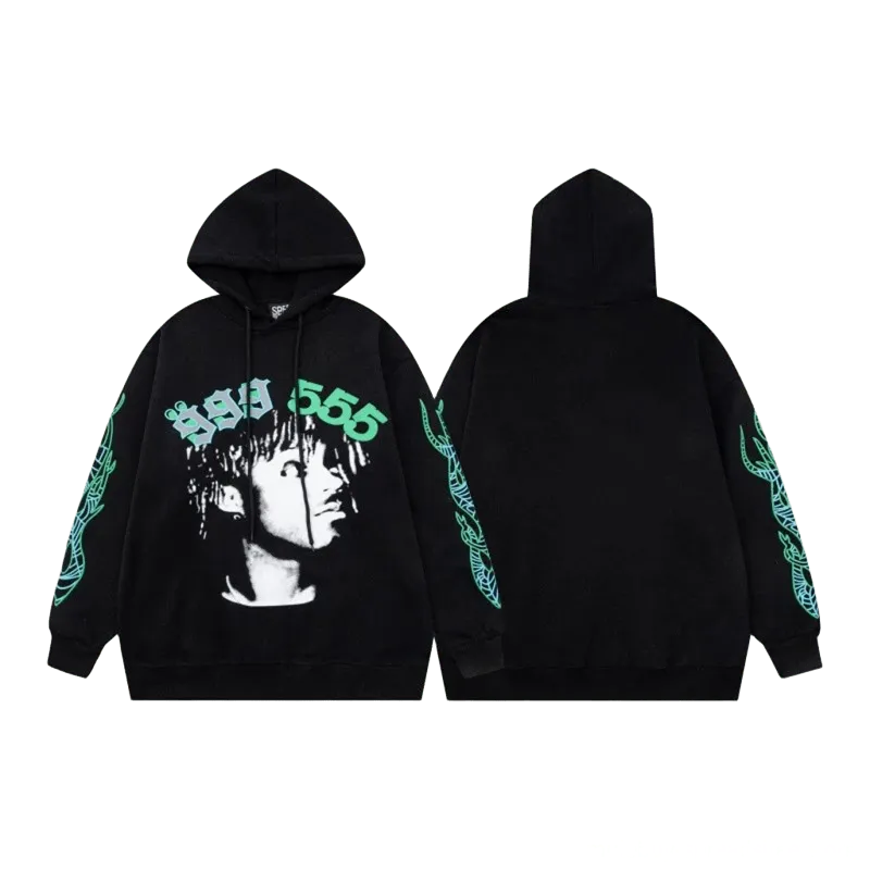 SP5DER Unisex Black Hoodie - Graphic Streetwear, Warm & Comfortable