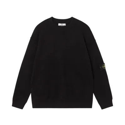 Stone Island Unisex Black Knit Sweater with Compass Patch