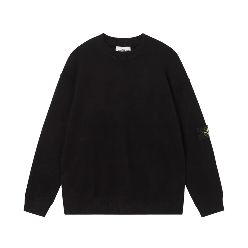 Stone Island Unisex Black Knit Sweater with Compass Patch