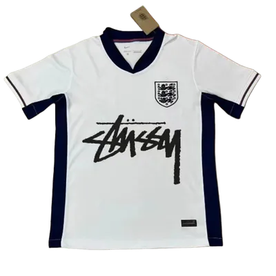 Stussy White Football Jersey: Retro '90s Unisex Streetwear Top