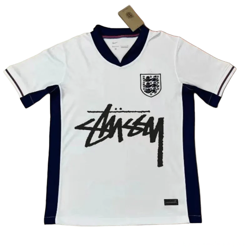 Stussy White Football Jersey: Retro '90s Unisex Streetwear Top